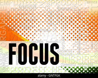 Fokus Worte angibt konzentriert, Konzentrat und Konzentration Stockfoto