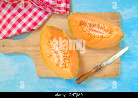 Cantaloupe-Melone, leckere Sommer-Dessert, selektiven Fokus Stockfoto