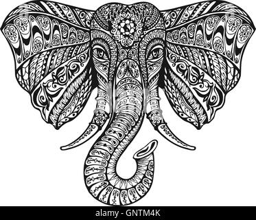 Ethnische geschmückten Elefanten. Vektor-illustration Stock Vektor