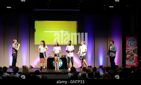 Talent Inspiration Programm (Tipp) Präsentation am ersten Tag der Schule Spiele 2016, Loughborough University. PRESSEVERBAND Foto. Bild Datum: Donnerstag, 1. September 2016. Stockfoto