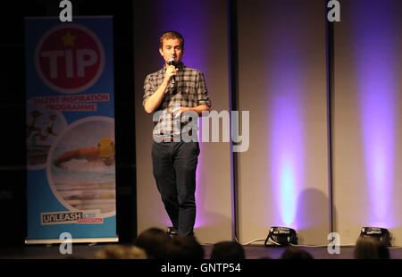 Talent Inspiration Programm (Tipp) Präsentation am ersten Tag der Schule Spiele 2016, Loughborough University. PRESSEVERBAND Foto. Bild Datum: Donnerstag, 1. September 2016. Stockfoto