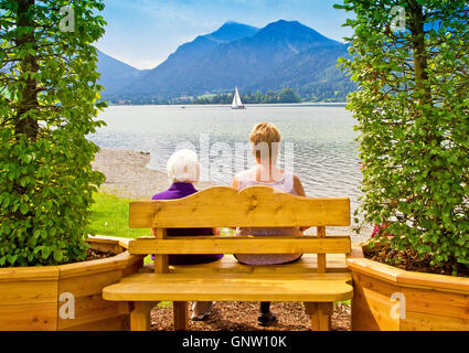 Blick auf See Schliesee - Bayern, Deutschland Stockfoto