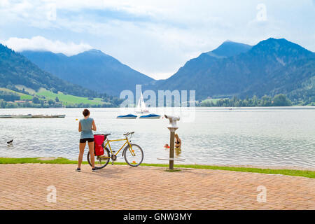 Blick auf See Schliersee, Bayern Stockfoto