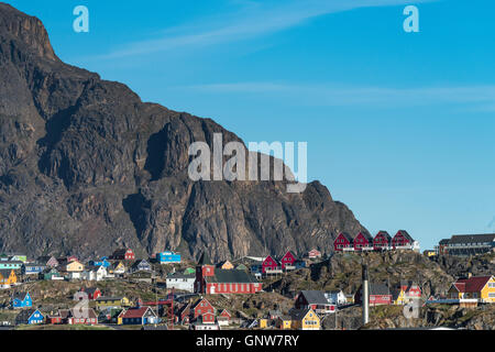 Stadt Sisimiut, die zweitgrößte korrumpiertes (ca. 5.500 Einwohner) in Grönland Stockfoto
