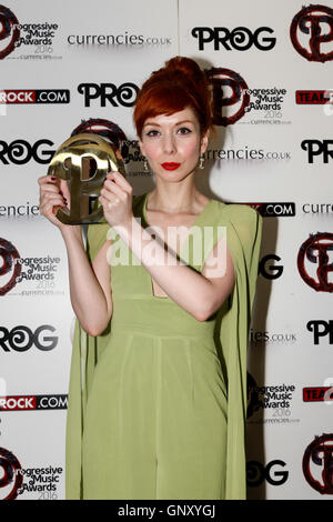 London, UK. 01. Sep, 2016. Die Anchoress bei der Progressive Music Award 2016 Ar Underglobe Theater in London Southbank, Großbritannien am 1. September 2016. . 01.09.16. Bildnachweis: Dominika Zarzycka/Alamy Live-Nachrichten Stockfoto