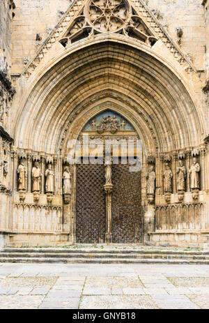 Verzierten Eingang der Archpriestal Kirche von Santa Maria la Mayor, Morella, Spanien Stockfoto