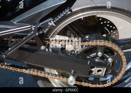 Nahaufnahme einer Aussetzung der ein custom bike Stockfoto