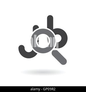 Lupe-Symbol als Buchstabe O Wort Job Suche neuen Job Symbol abstrakte Vektor-illustration Stock Vektor