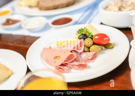 Leckeres Frühstück im Luxushotel Stockfoto