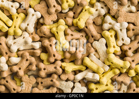 Hundefutter wie Knochen geformt. Ansicht von oben. Stockfoto