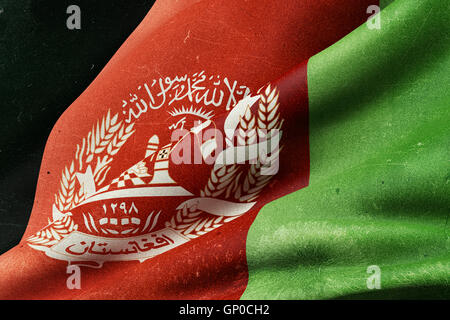 3D-Rendering ein alt und schmutzig Afghanistan Flagge winken Stockfoto