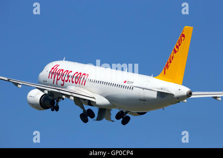 Pegasus Airlines Airbus A320-Abflug vom Flughafen Amsterdam Schiphol Stockfoto
