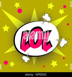 Comic-Soundeffekte Pop-Art-Vektor-Stil. Sound-Blase Rede LOL Wort und Comic-Cartoon Ausdruck klingt Abbildung. Stock Vektor