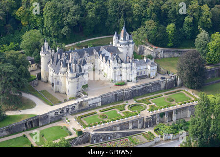 LUFTAUFNAHME. Schloss Ussé. Rigny-Ussé, Indre-et-Loire, Centre-Val de Loire, Frankreich. Stockfoto