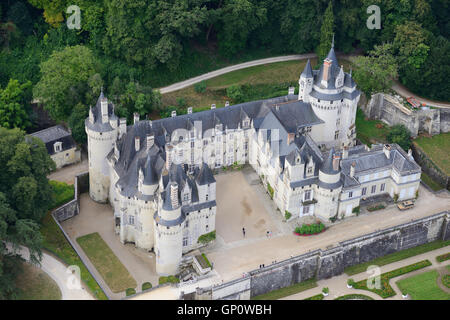 LUFTAUFNAHME. Schloss Ussé. Rigny-Ussé, Indre-et-Loire, Centre-Val de Loire, Frankreich. Stockfoto