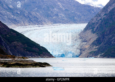 Dawes Gletscher Nebel Wolken Endicott Arm Inside Passage Southeast Alaska USA Stockfoto