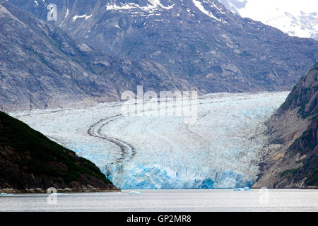 Dawes Gletscher Nebel Wolken Endicott Arm Inside Passage Southeast Alaska USA Stockfoto