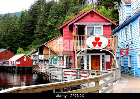 Creek Street Läden Sehenswürdigkeiten Ketchikan Tongass Narrows Inside Passage Southeast Alaska USA Stockfoto