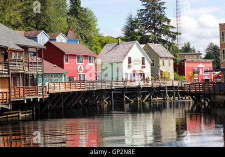 Creek Street Läden Sehenswürdigkeiten Ketchikan Tongass Narrows Inside Passage Southeast Alaska USA Stockfoto