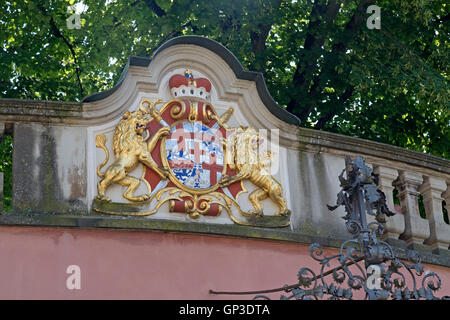 Wappen auf dem Schlossgelände, New Castle, Meersburg, Bodensee, Baden-Württemberg, Deutschland Stockfoto