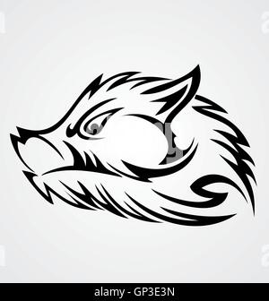 Wildschwein Kopf Tattoo Stock Vektor
