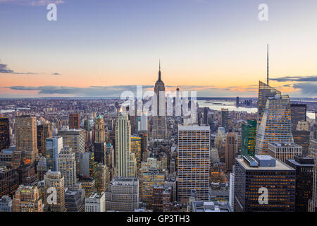 Sonnenuntergang von Manhattan, New York City. Stockfoto