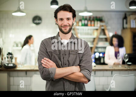 Café-Besitzer, portrait Stockfoto