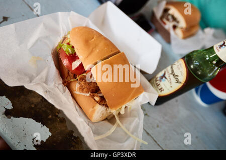 Cracked Conch Sandwich in b.o. Fisch Wagen in Key West, Florida Stockfoto