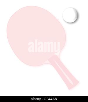 Eine verblasste Tischtennisschläger oder Schläger mit Ball über einen weißen Hintergrund Stock Vektor