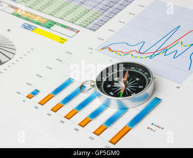 Navigation in Wirtschaft und Finanzen Stockfoto