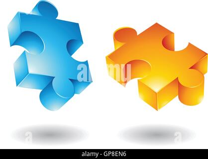 Jigsaw Puzzle 3D-Icons isoliert Stock Vektor
