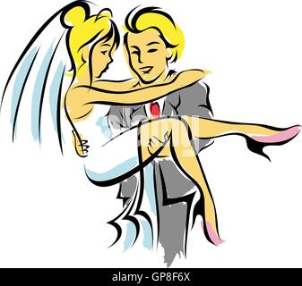 glückliche Braut und Bräutigam Vektor-illustration Stock Vektor