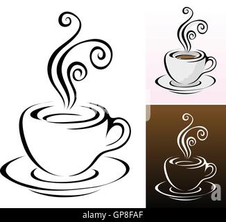 Kaffee Tassen Symbole in verschiedenen Farben & Stile Stock Vektor
