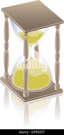 eine Sanduhr und seine Reflexion auf weiß Stock Vektor