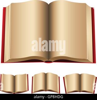Öffnen Sie rote Bücher isoliert auf weißem Hintergrund Stock Vektor