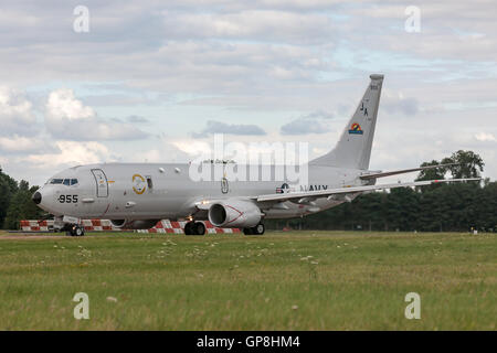 United States Navy langweilig P-8A Poseidon Seefernaufklärung und Anti u-Boot-Kriegsführung Flugzeug. Stockfoto