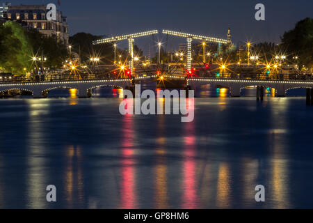 Magere Brug, magere Brücke, Amsterdam, Niederlande Stockfoto