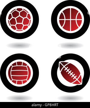 Sport Kugeln Symbole auf einem weißen Hintergrund isoliert Stock Vektor