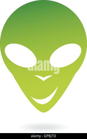 Grüne Alien isoliert auf weiss Stock Vektor