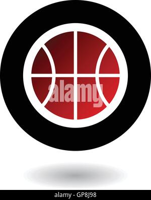 Roten Basketball isoliert auf weiss Stock Vektor