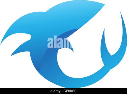 Glänzende Blauhai isoliert auf weiss Stock Vektor