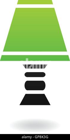 Grünen Lampenschirm mit schwarzen Körper isoliert auf weiss Stock Vektor