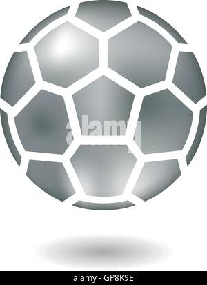 Glänzende Linie Kunst metallischen Fußball isoliert auf weiss Stock Vektor