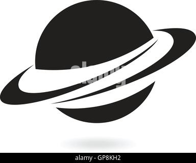 Schwarzen Planeten isoliert auf weiss Stock Vektor