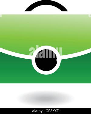 Grüne Aktentasche mit schwarzen Clip und Griff isoliert auf weiss Stock Vektor
