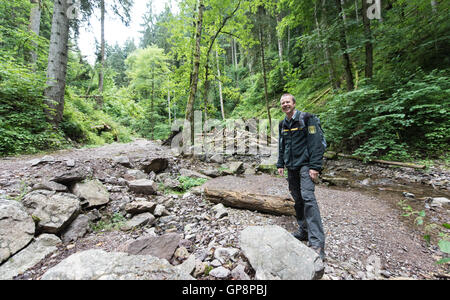 Bonndorf, Deutschland. 13. Juli 2016. Wutachschlucht-Natur-Ranger Martin Schwenninger posiert in Bonndorf, Deutschland, 13. Juli 2016. Foto: Patrick Seeger/Dpa/Alamy Live News Stockfoto