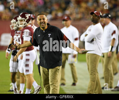 Philadelphia, Pennsylvania, USA. 2. Sep, 2016. Tempel-Trainer, MATT RHULE, während des Spiels gegen Armee spielte Lincoln Financial Field in Philadelphia © Ricky Fitchett/ZUMA Draht/Alamy Live News Stockfoto