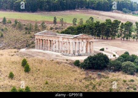 Die dorischen Tempel, Segesta archäologische Stätte, Segesta, Provinz Trapani, Sizilien, Italien Stockfoto