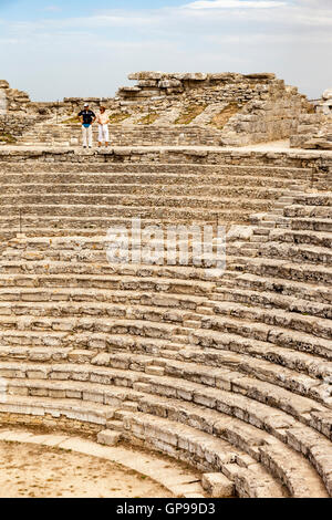 Amphitheater, Segesta archäologische Stätte, Segesta, Provinz Trapani, Sizilien, Italien Stockfoto