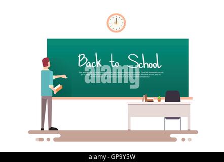 Lehrer schreiben an Tafel zurück zur Schule Stock Vektor